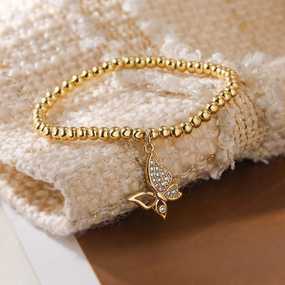 Cute Butterfly Full Stones Pendant Bracelet