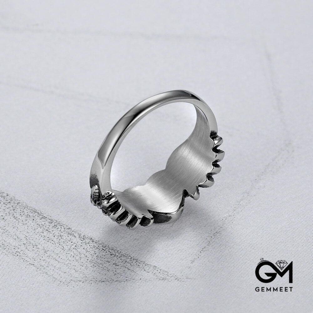 Titanium Steel Vintage Motorcycle Wind Heart Wing Ring