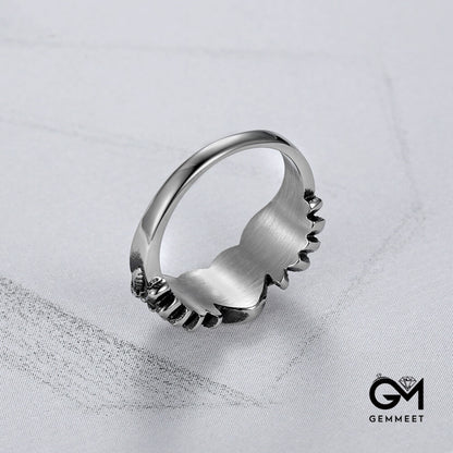 Titanium Steel Vintage Motorcycle Wind Heart Wing Ring