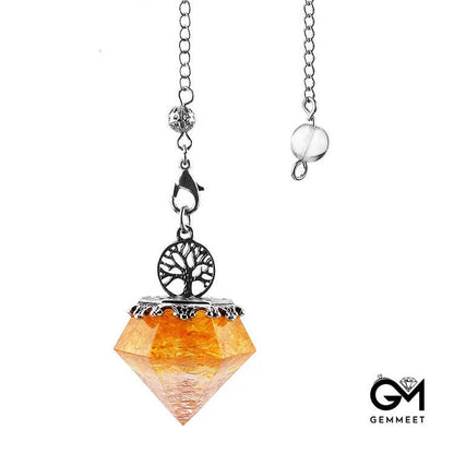 Crystal Geometric Tree of Life Pendulum