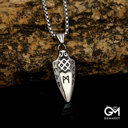 Titanium Steel Viking Triangle Spear Letter Necklace