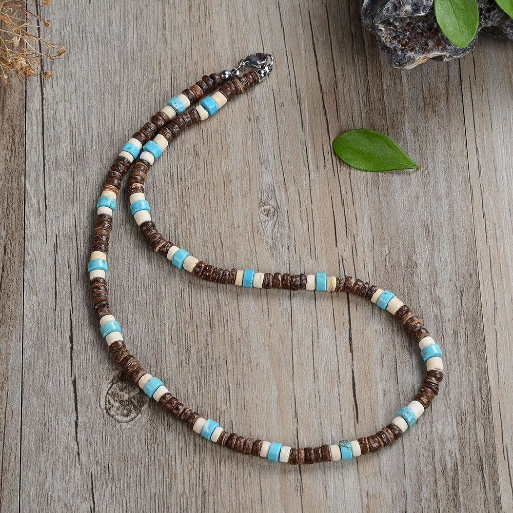 Trendy Coconut Shell Turquoise Necklace