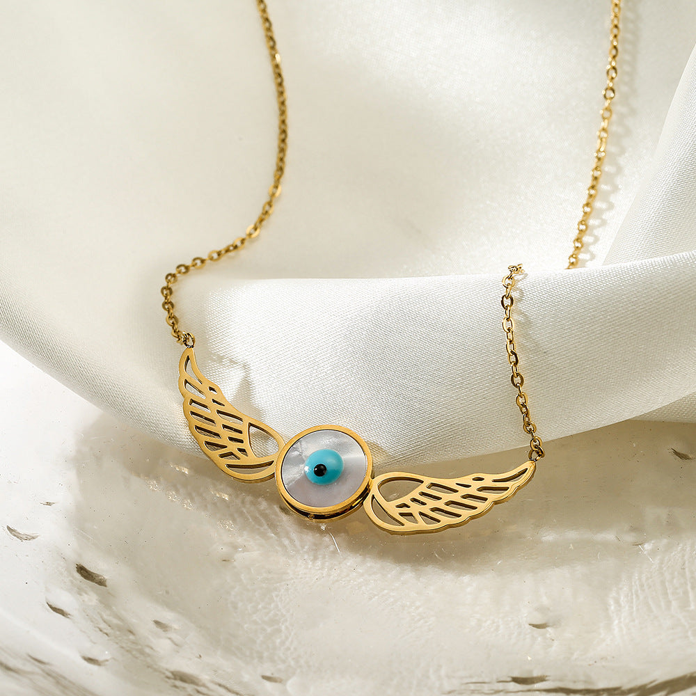 Hollow Evil Eye Wings Pendant Necklace