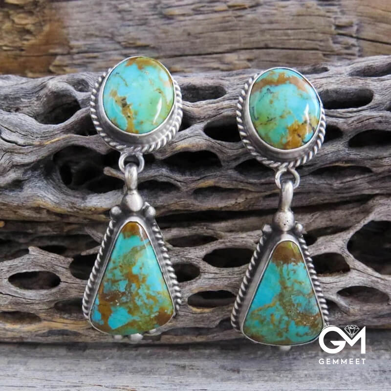 Vintage Drop-shaped Bohemian Turquoise Earrings