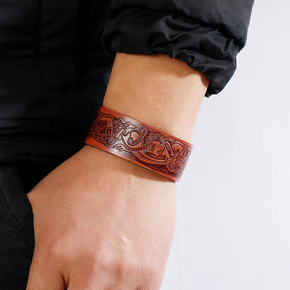 Embossed Pattern Retro Leather Trendy Bracelet