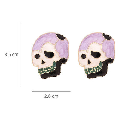 Halloween Earrings Temperament Alloy Drip Oil Skull Fun Cute Earrings