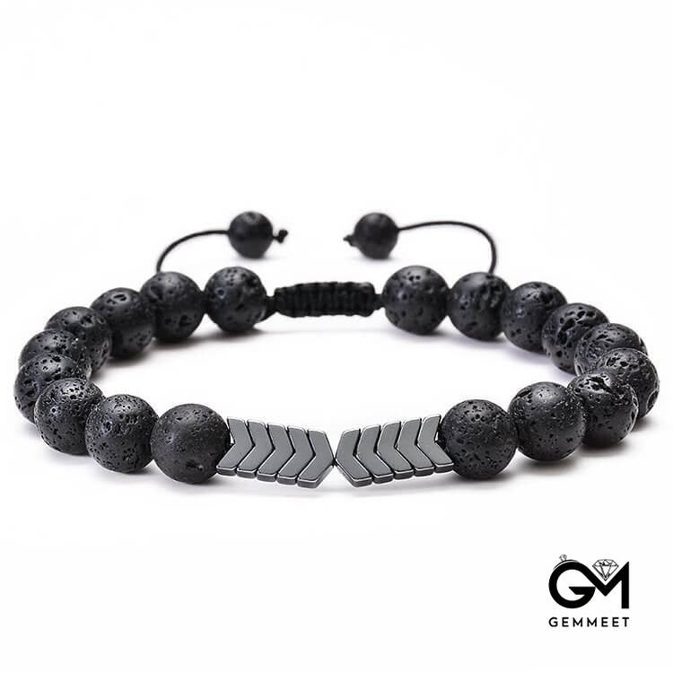 Lava Stone Colorful Magnetite Mens Bracelet