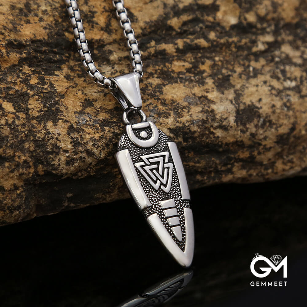 Titanium Steel Viking Arrow Triangle Logo Necklace