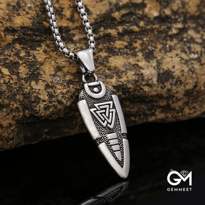 Titanium Steel Viking Arrow Triangle Logo Necklace