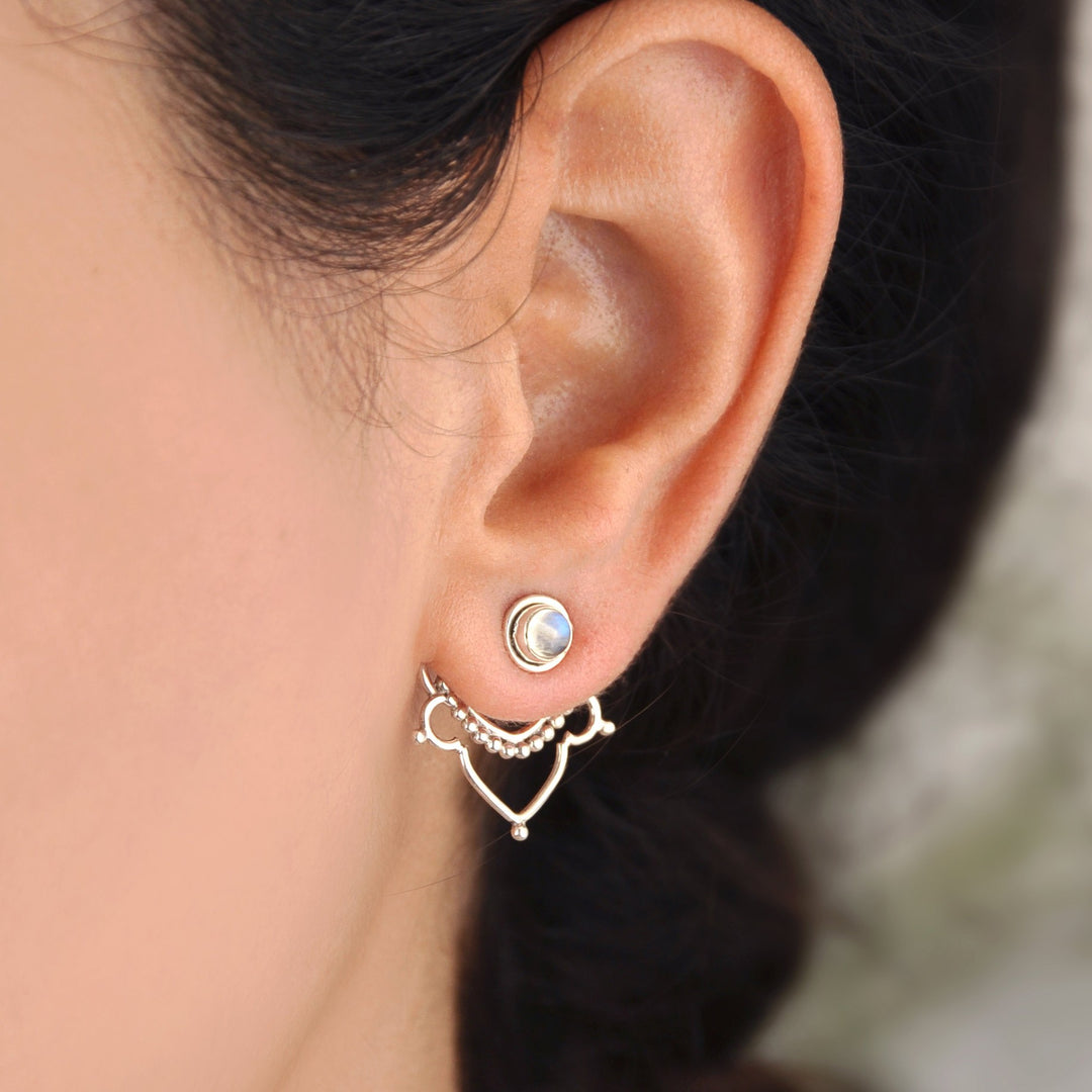 Presale: Retro Hollow Flower Moonstone Earrings