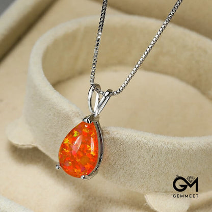 Minimalist Droplet Opal Pendant Necklace