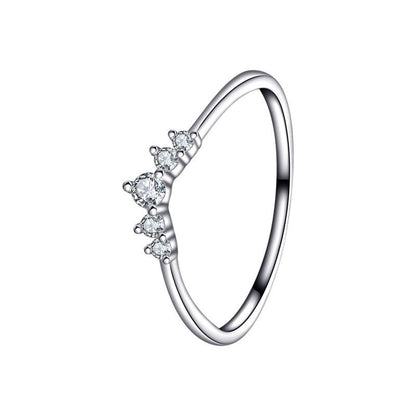 S925 Silver Crown Set Zircon Ring