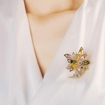 Luxury Hollow Design Multicolored Iris Brooch