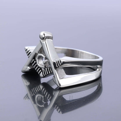 Stainless Steel Simple AG Masonic Solid Ring