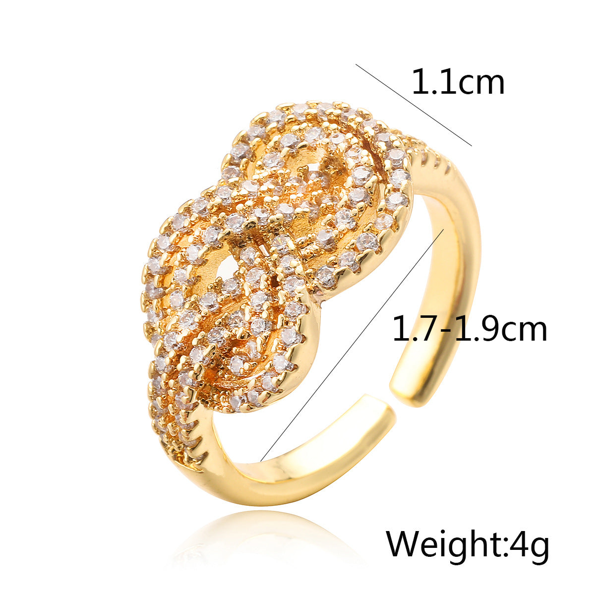 Golden Full Stones Infinity Ring