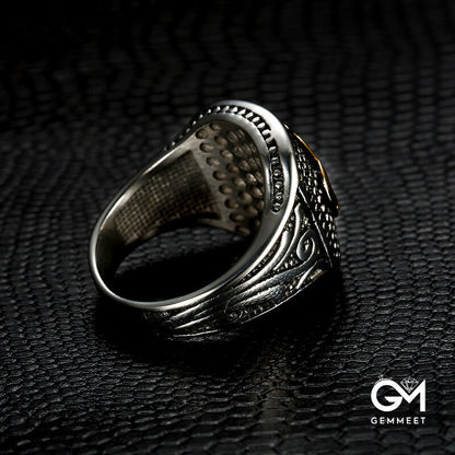 Stainless Steel Pitted Crown Ring