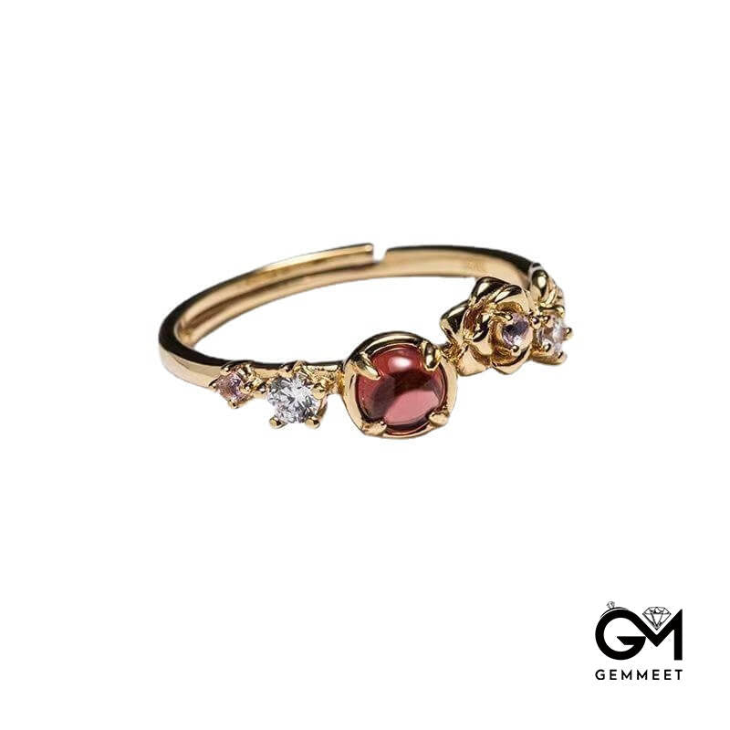 Garnet Rose Open Adjustable Ring