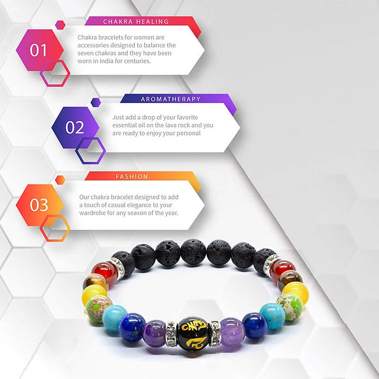 Anxiety Relief Natural Crystal Healing Chakra Bracelet