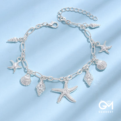 Vintage Starfish Conch Shell Anklet