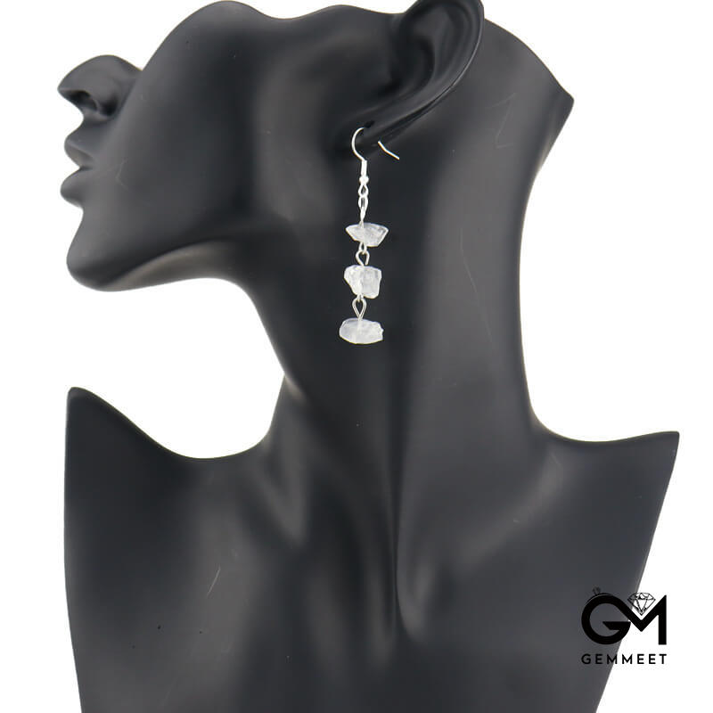 Crystal Curved Needle Drop Earrings