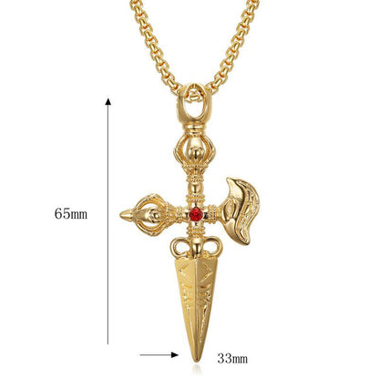 Vintage Oriental Ethnic Zircon-set Magic Pestle Pendant