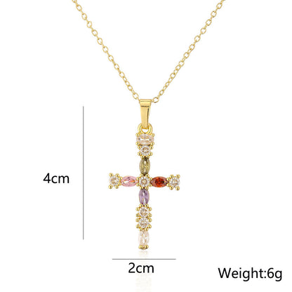 3 Style Full Stones Cross Pendant Necklace