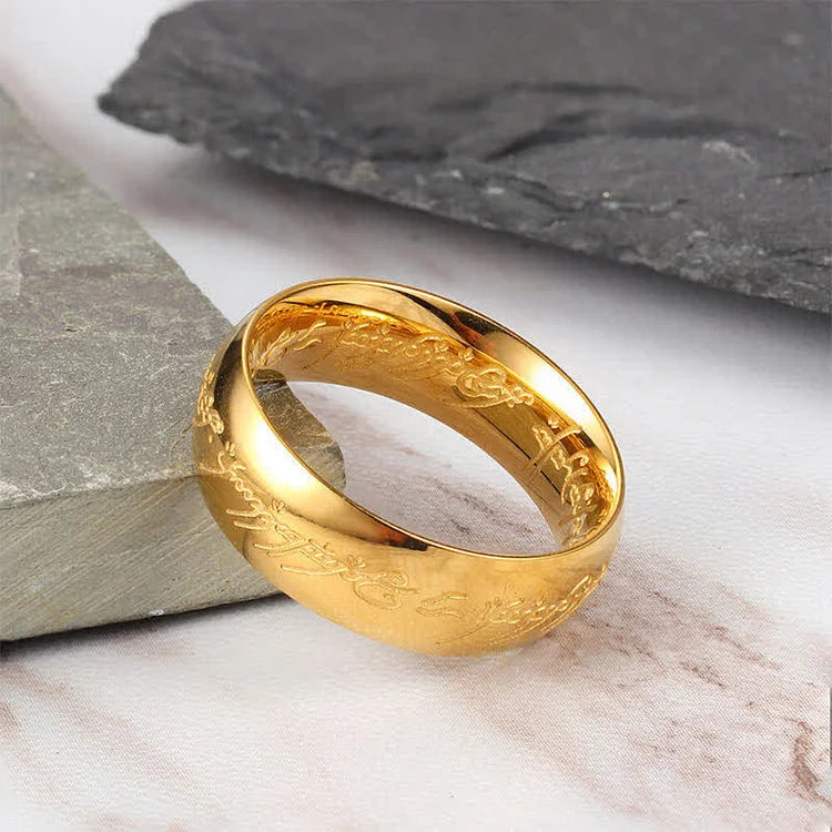 THE ONE RING - Gold Plated Tungsten with Dark Tongue of Mordor