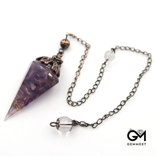 Bronze Crystal Stone Resin Hexagon Cone Pendant