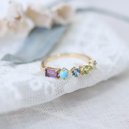 Peridot Turquoise Blue Topaz Amethyst Ring