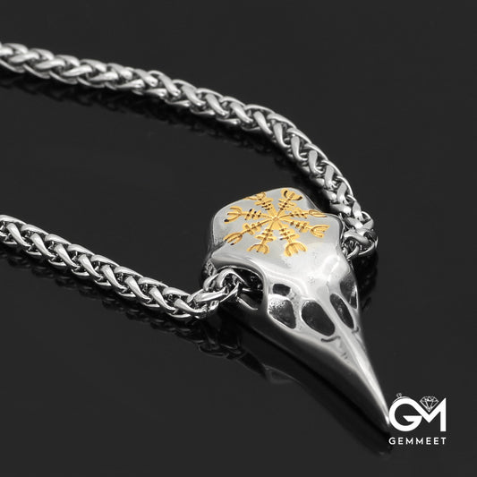 Stainless Steel Pirate Skull Hawk Necklace