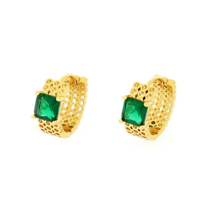 Gold Plating Shaped Square Diamond Earrings