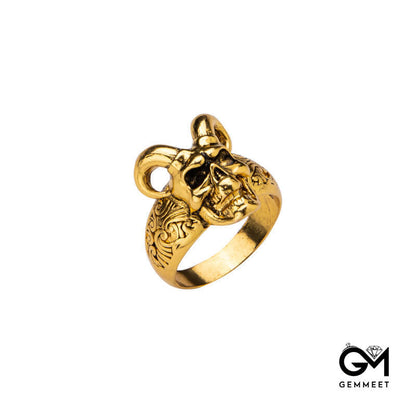 Vintage Shofar Demon Skull Ring