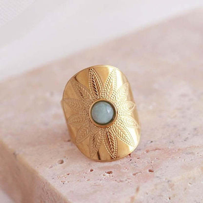 Natural Stone Carved Protection Ring