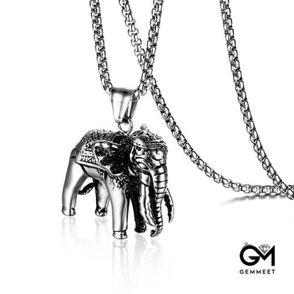 Stainless Steel Elephant Pendant Necklace