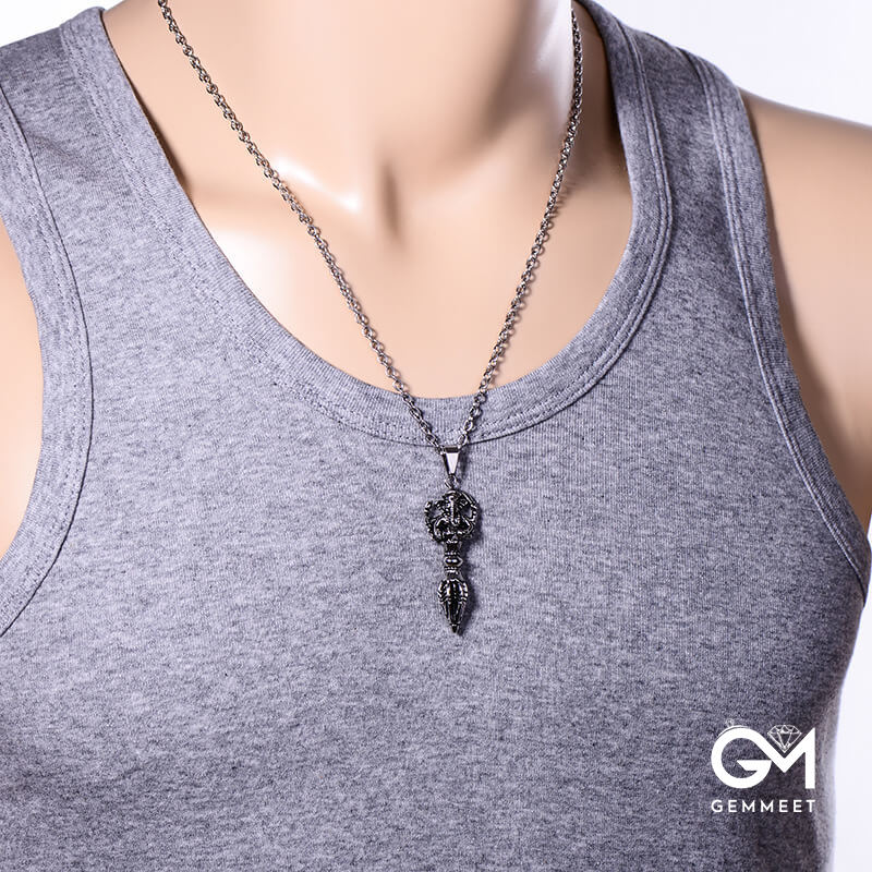 Stainless Steel Diamond Pestle Necklace for Men