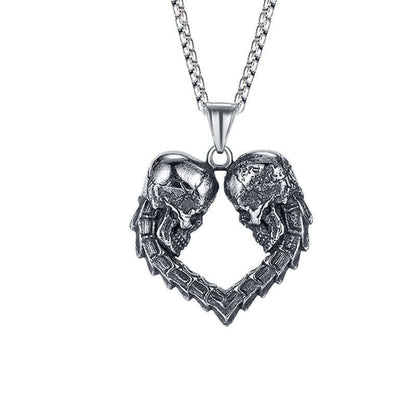 Heart Shaped Gothic Skull Necklace