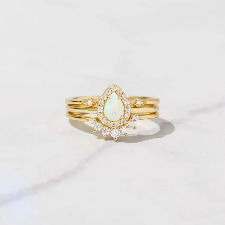 Opal Stacking Golden Ring Set