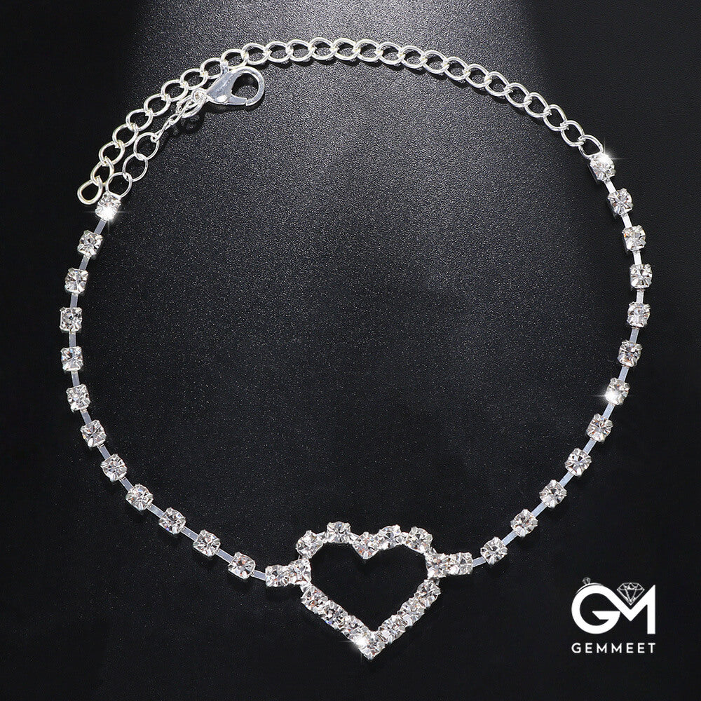 Fashion Simple Zircon Heart Anklet