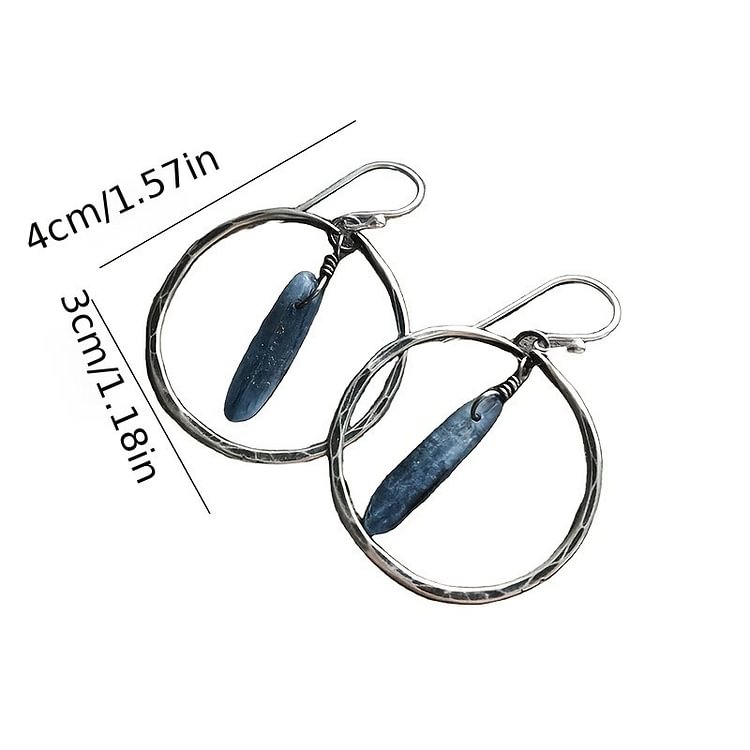 Retro Lapis Lazuli Large Hoop Earrings