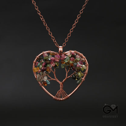 Crystal Wrap The Heart Around The Tree of Life Necklace