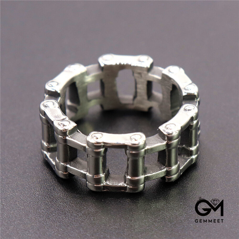 Simple Titanium Steel Vintage Chain Motorcycle Ring