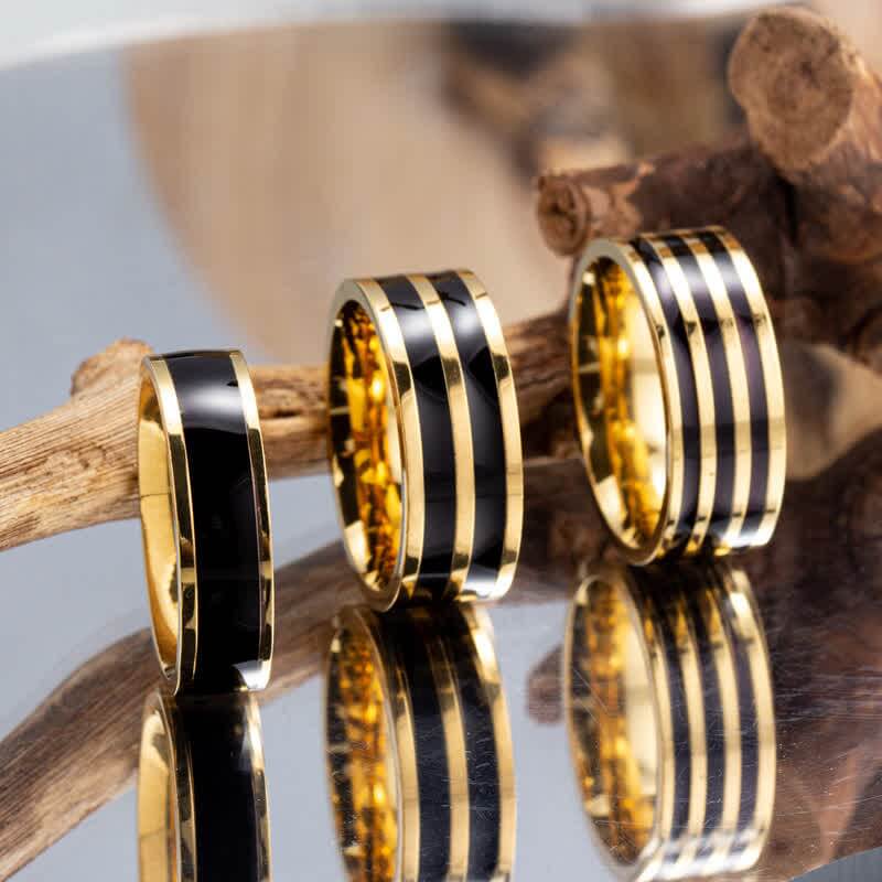 Two Tone Black & Yellow Gold Ring