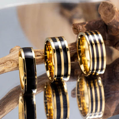 Two Tone Black & Yellow Gold Ring