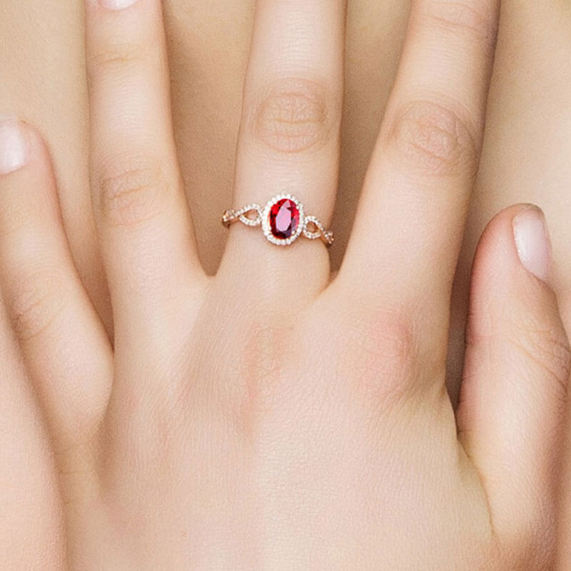 Pigeon's Blood Colored Gemstone Ring with Oval Ring