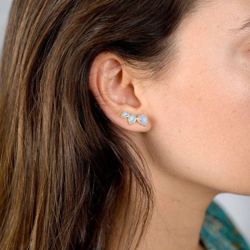 Presale: Teardrop Moonstone Ear Climber Earrings