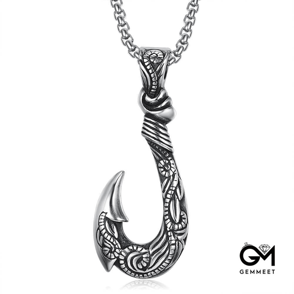 Moana Vintage Stainless Steel Fishhook Pendant