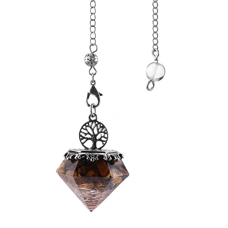 Natural Crystal Geometric Tree of Life Pendulum