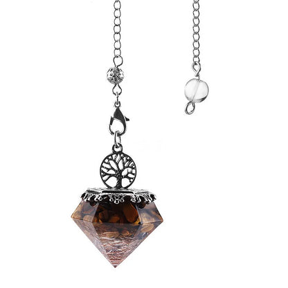 Natural Crystal Geometric Tree of Life Pendulum