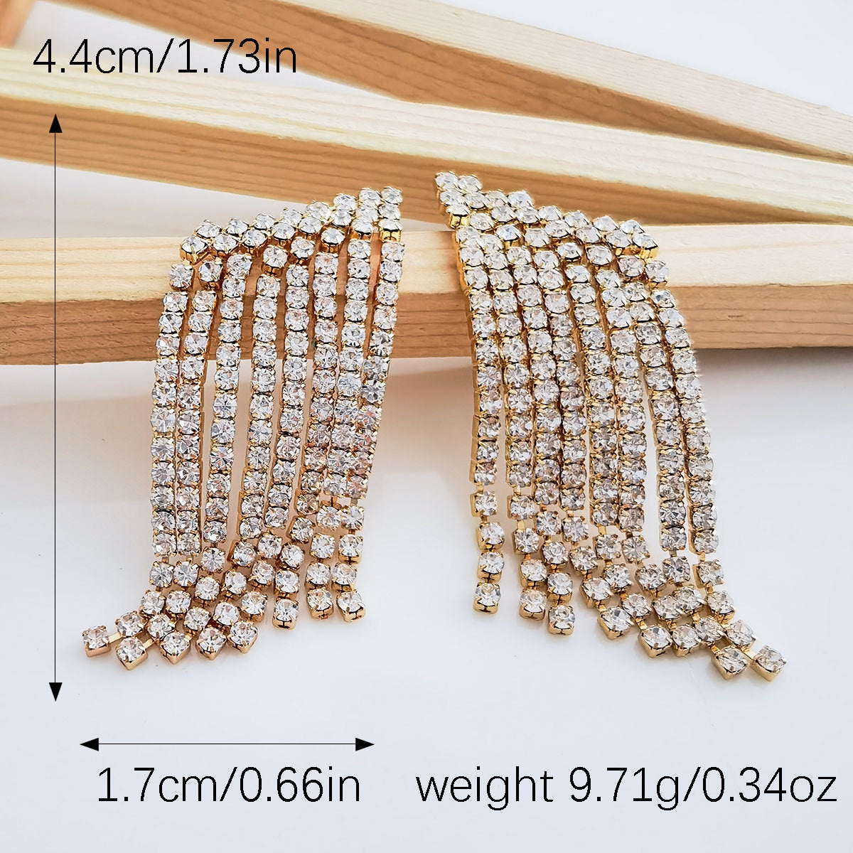 Fashionable and Simple Personality Inlaid Zircon Tassel Earrings