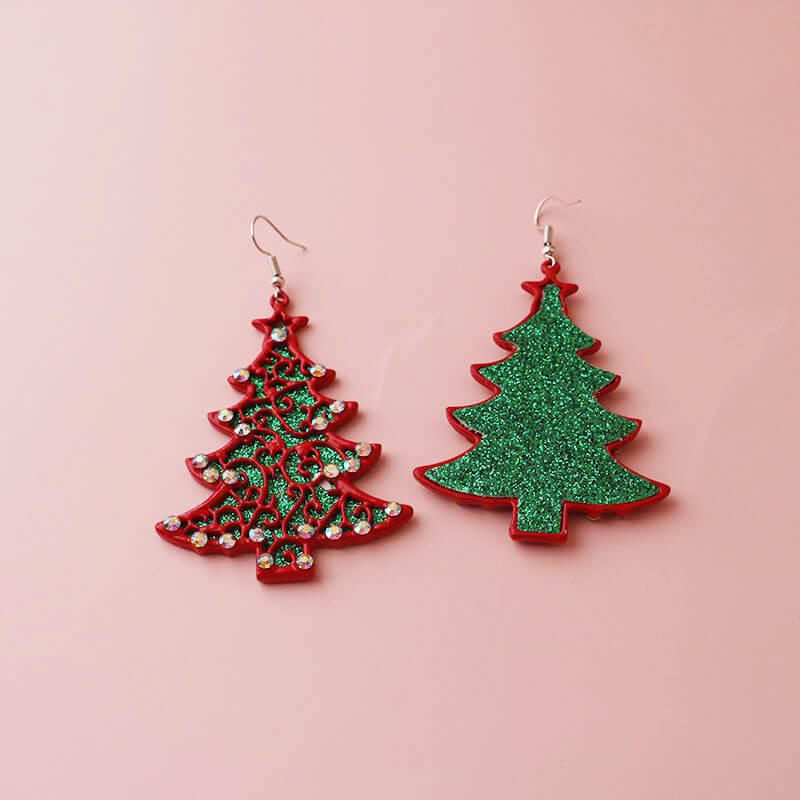 Christmas Inlaid Zircon Christmas Tree Fashion Simple All-match Earrings for Women